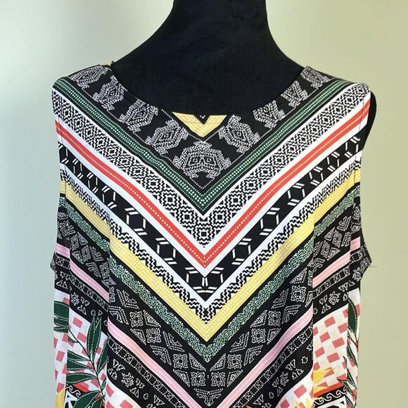 Roz & Ali Tops - Roz & Ali Woman's XL Sleeveless Multi Color Tank Festival Resortwear Base Layer